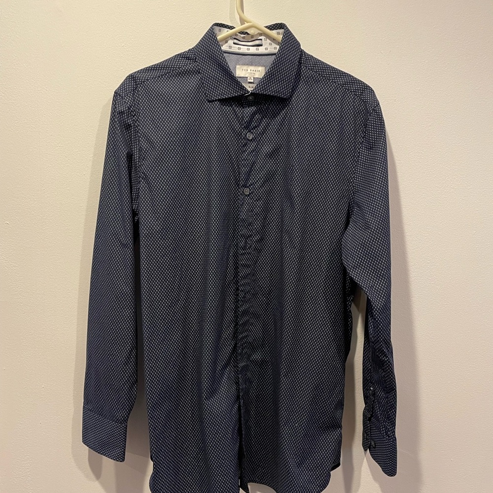 Ted Baker Navy Patterned Casual Shirt